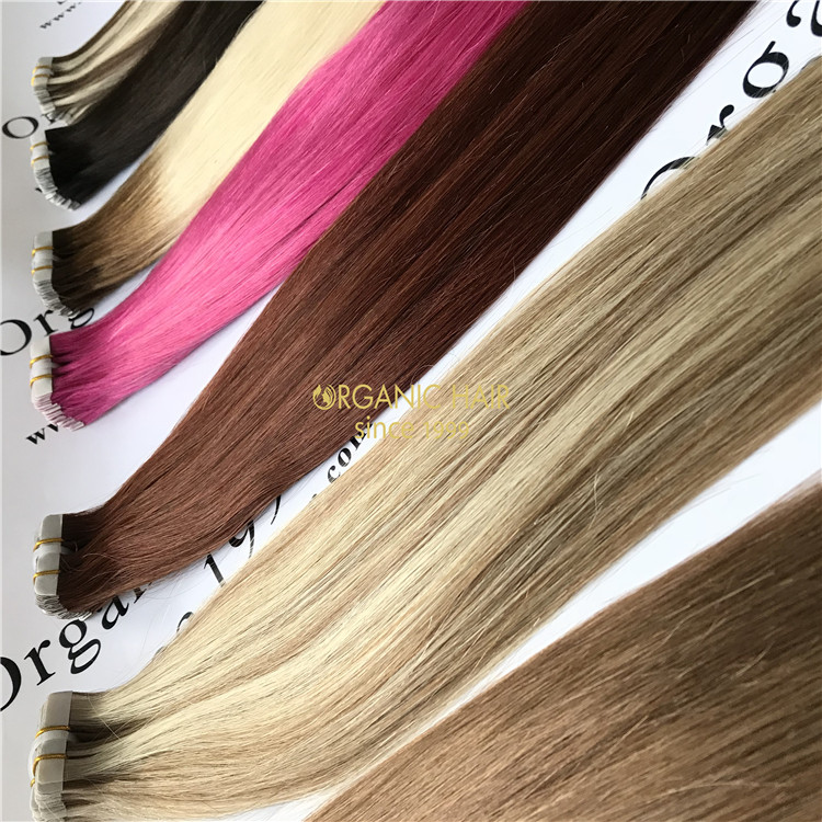 Customized human tape in hair extensions X 173